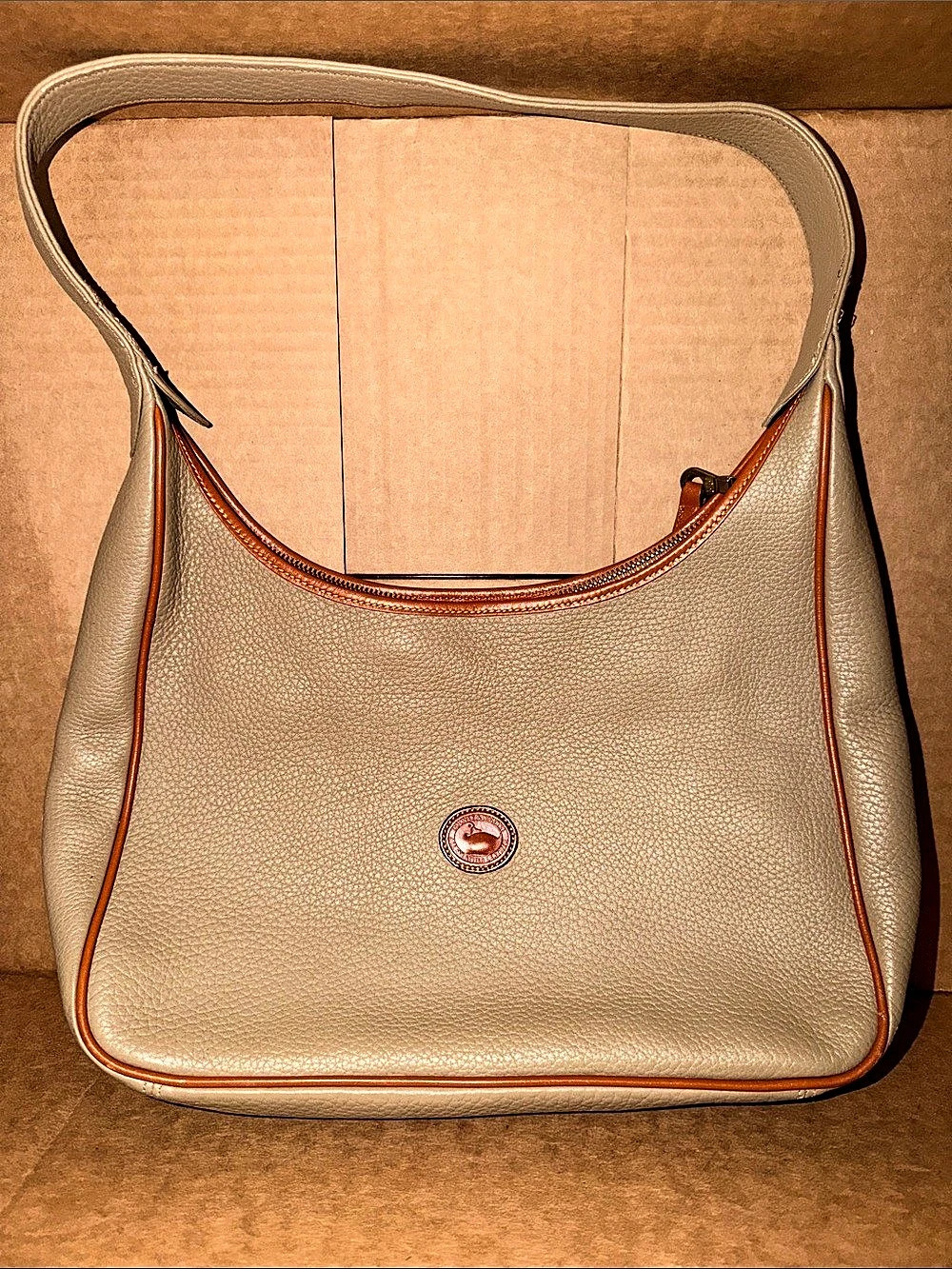 Dooney & Bourke All Weather Leather Crescent Sac Hobo Brown Shoulder Bag
